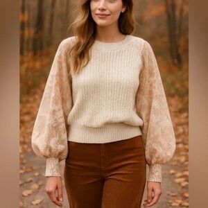 Anthropologie X Pilcro Martine Peasant Sleeve Sweater Sz XL (0603)